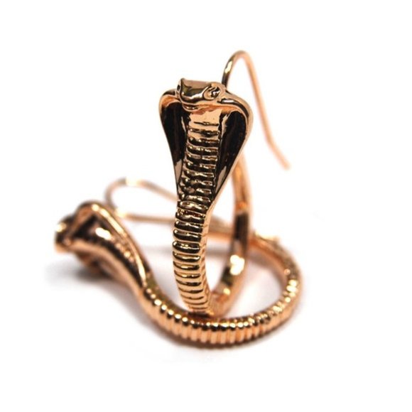 NWOT *RARE* Gold Cobra Snake Earrings - Picture 6 of 6